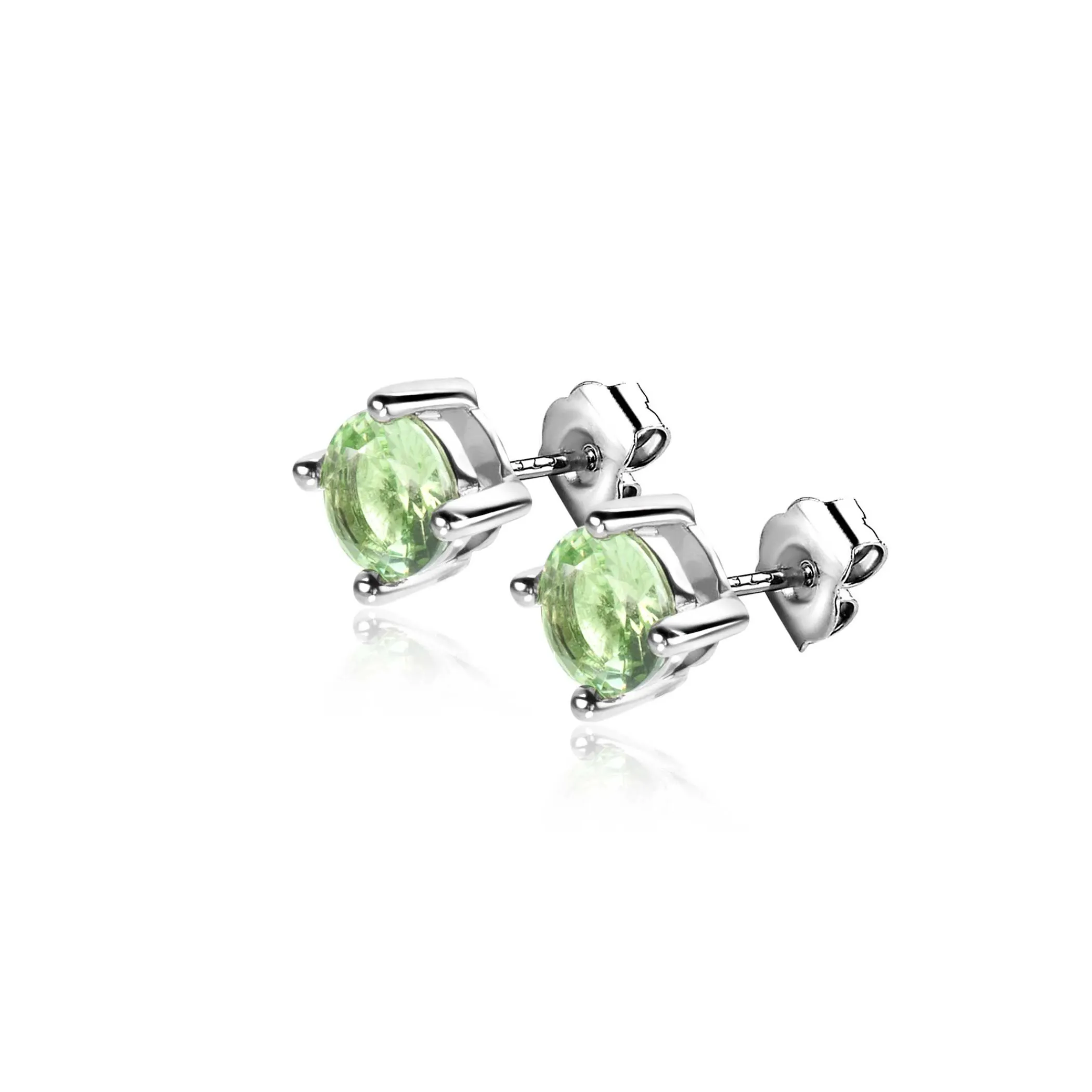 Online Zinzi 6mm zilveren oorknoppen ronde lichtgroene zirconia chatonzetting ZIO1383G