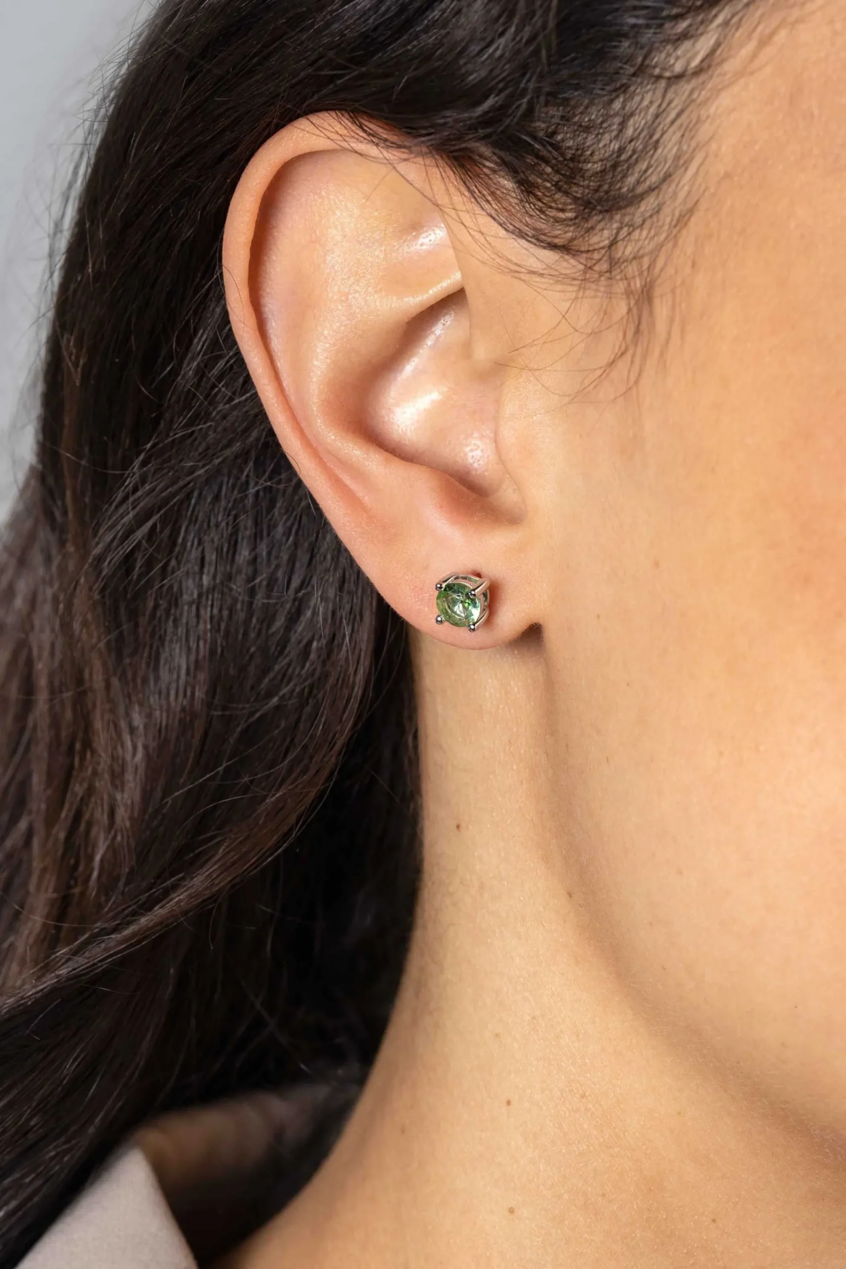 Online Zinzi 6mm zilveren oorknoppen ronde lichtgroene zirconia chatonzetting ZIO1383G