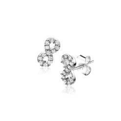 Sale Zinzi 8mm zilveren oorknoppen Infinity bezet met witte zirconia's ZIO2597