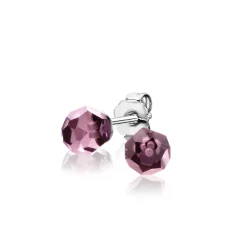 Best Zinzi 6mm zilveren oorknoppen paarse bead ZIO1317P
