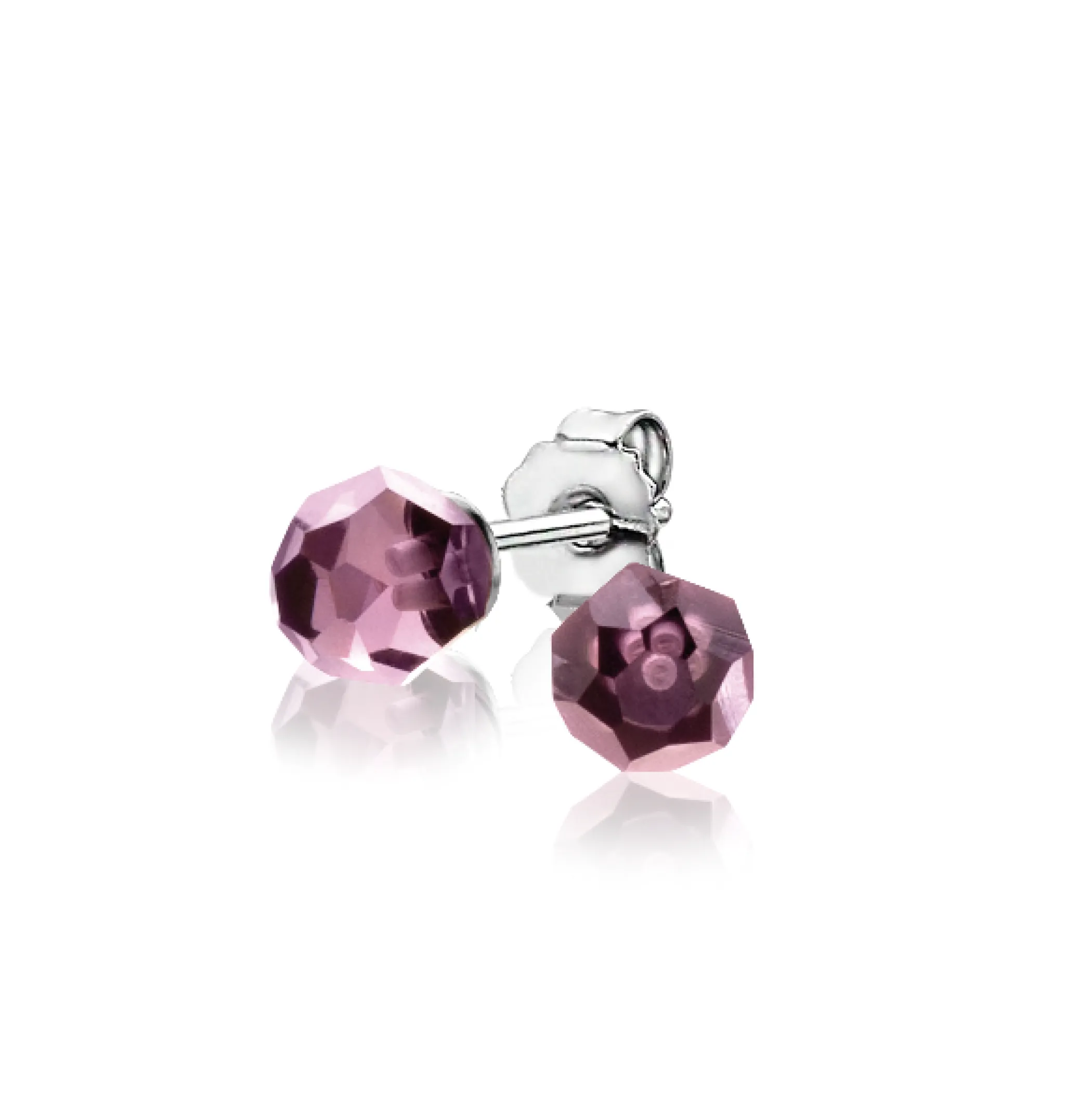 Best Zinzi 6mm zilveren oorknoppen paarse bead ZIO1317P