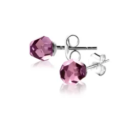 Best Zinzi 6mm zilveren oorknoppen paarse bead ZIO1317P