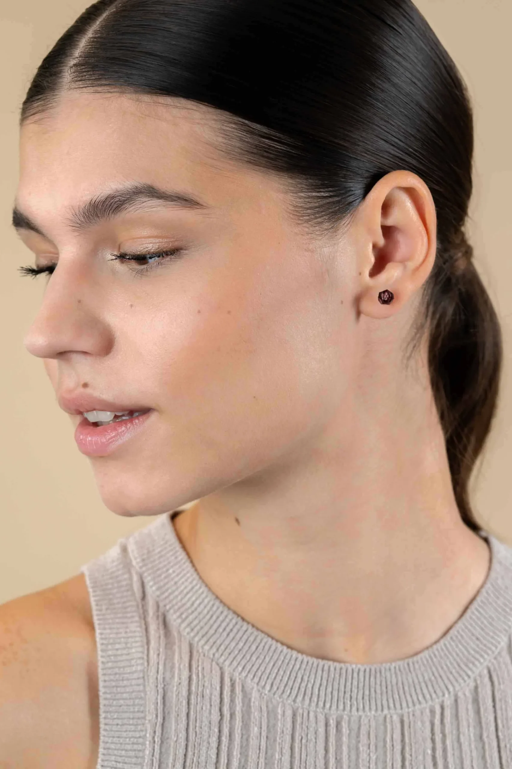 Best Zinzi 6mm zilveren oorknoppen paarse bead ZIO1317P