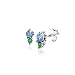 Online Zinzi 6mm zilveren oorknopjes rond blauw groen ZIO2502