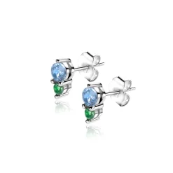 Online Zinzi 6mm zilveren oorknopjes rond blauw groen ZIO2502