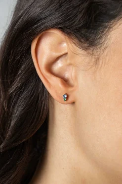 Online Zinzi 6mm zilveren oorknopjes rond blauw groen ZIO2502