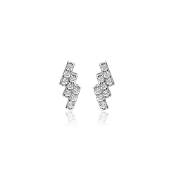 Discount Zinzi 9mm zilveren oorknoppen drie smalle rechthoek banen, trapsgewijs bezet met witte zirconia's ZIO2547