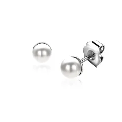 Outlet Zinzi 4mm zilveren oorknoppen wit parel ZIO1318