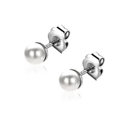 Outlet Zinzi 4mm zilveren oorknoppen wit parel ZIO1318