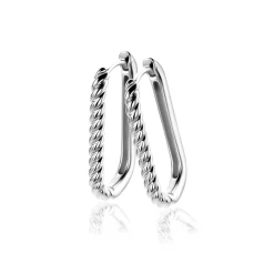 Discount Zinzi 24mm zilveren oorringen in ovale vorm met gedraaide buis en luxe klapsluiting ZIO2692