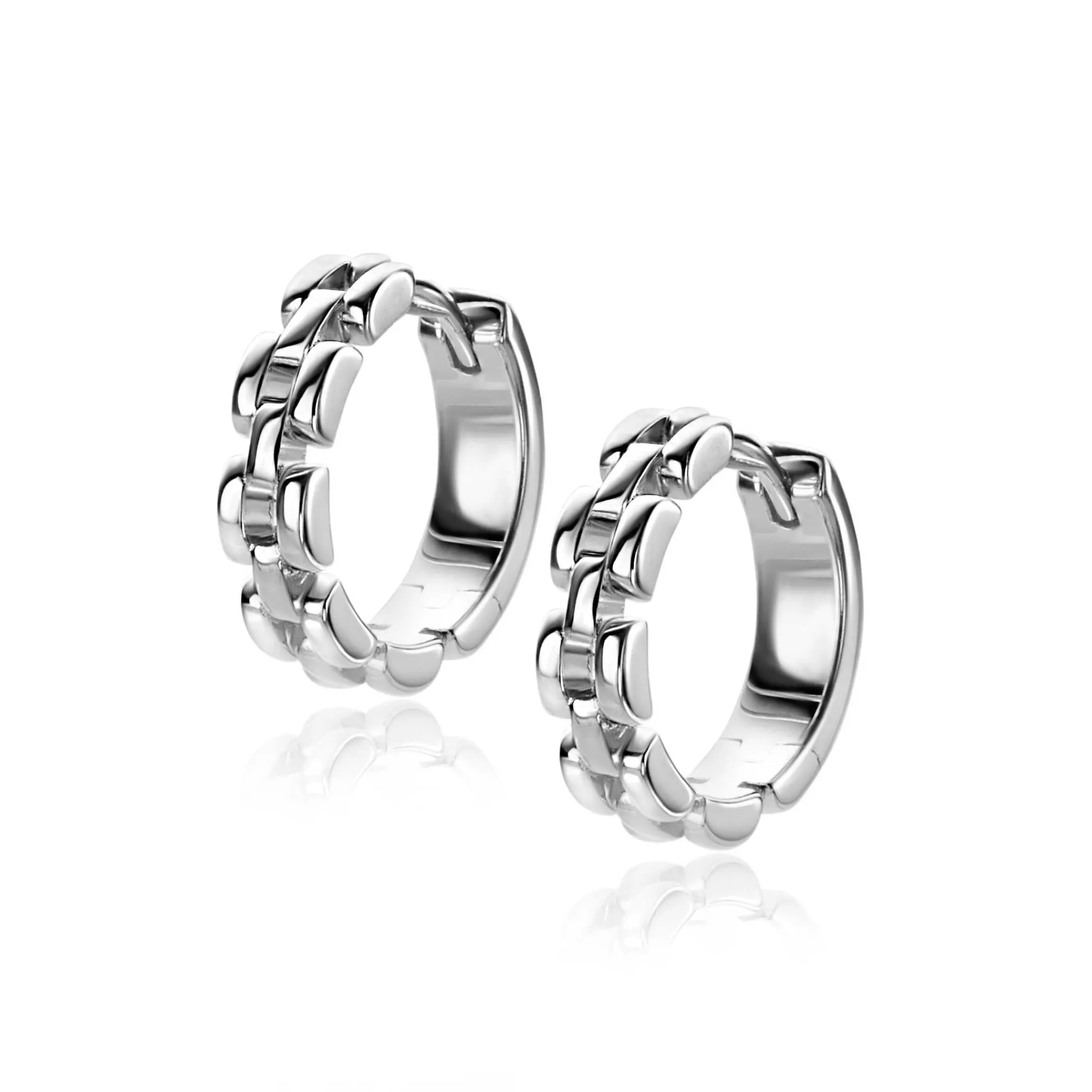 Clearance Zinzi 16mm zilveren oorringen met rolex-style schakels 4mm breed en luxe klapsluiting ZIO2556