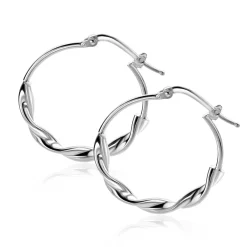 Online Zinzi 27mm zilveren oorringen met een trendy combinatie van een gladde en gedraaide buis 27x3mm ZIO2482