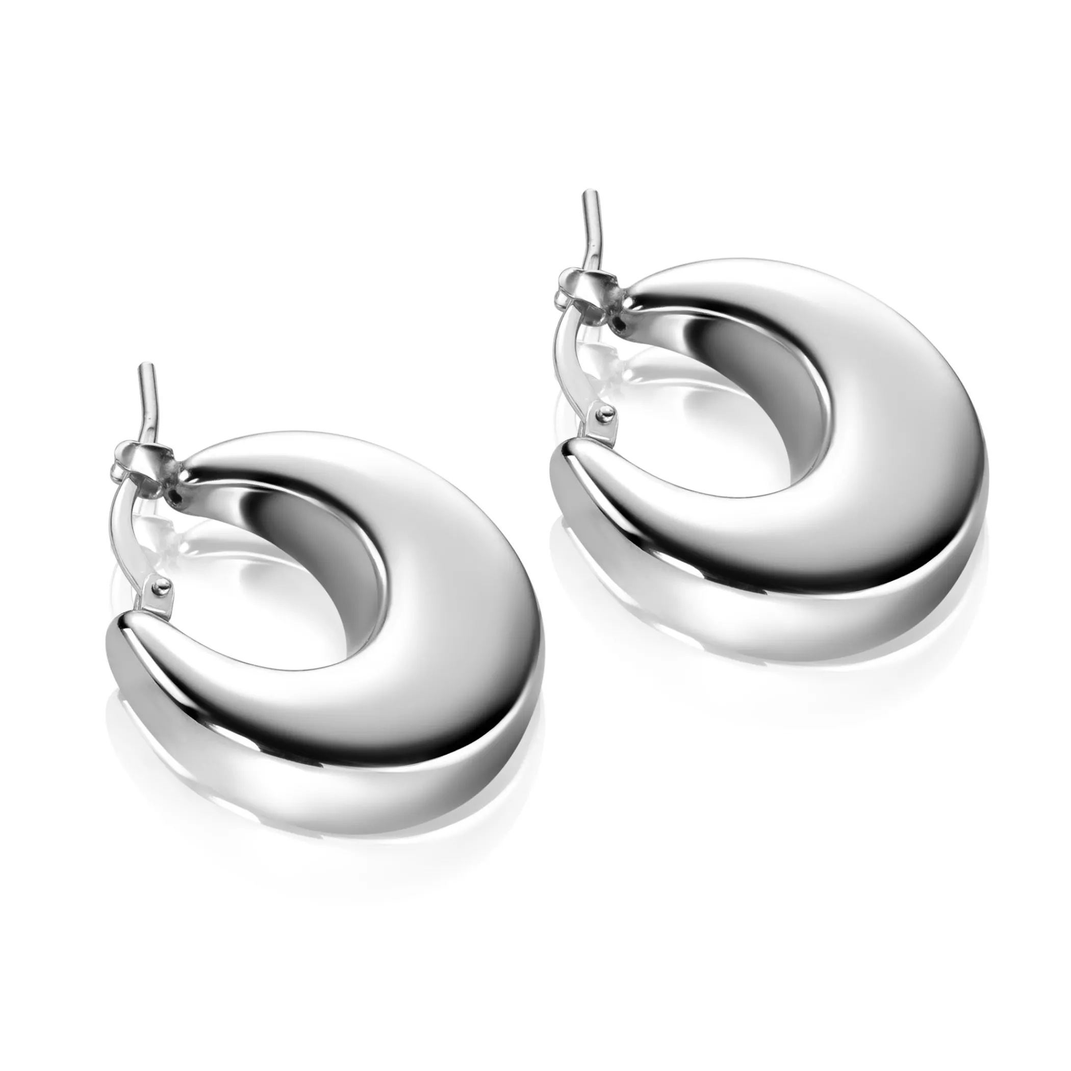 Clearance Zinzi 22mm zilveren oorringen met brede buis (7mm) en rond aflopend, handige bovensluiting ZIO2751