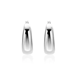 Clearance Zinzi 22mm zilveren oorringen met brede buis (7mm) en rond aflopend, handige bovensluiting ZIO2751