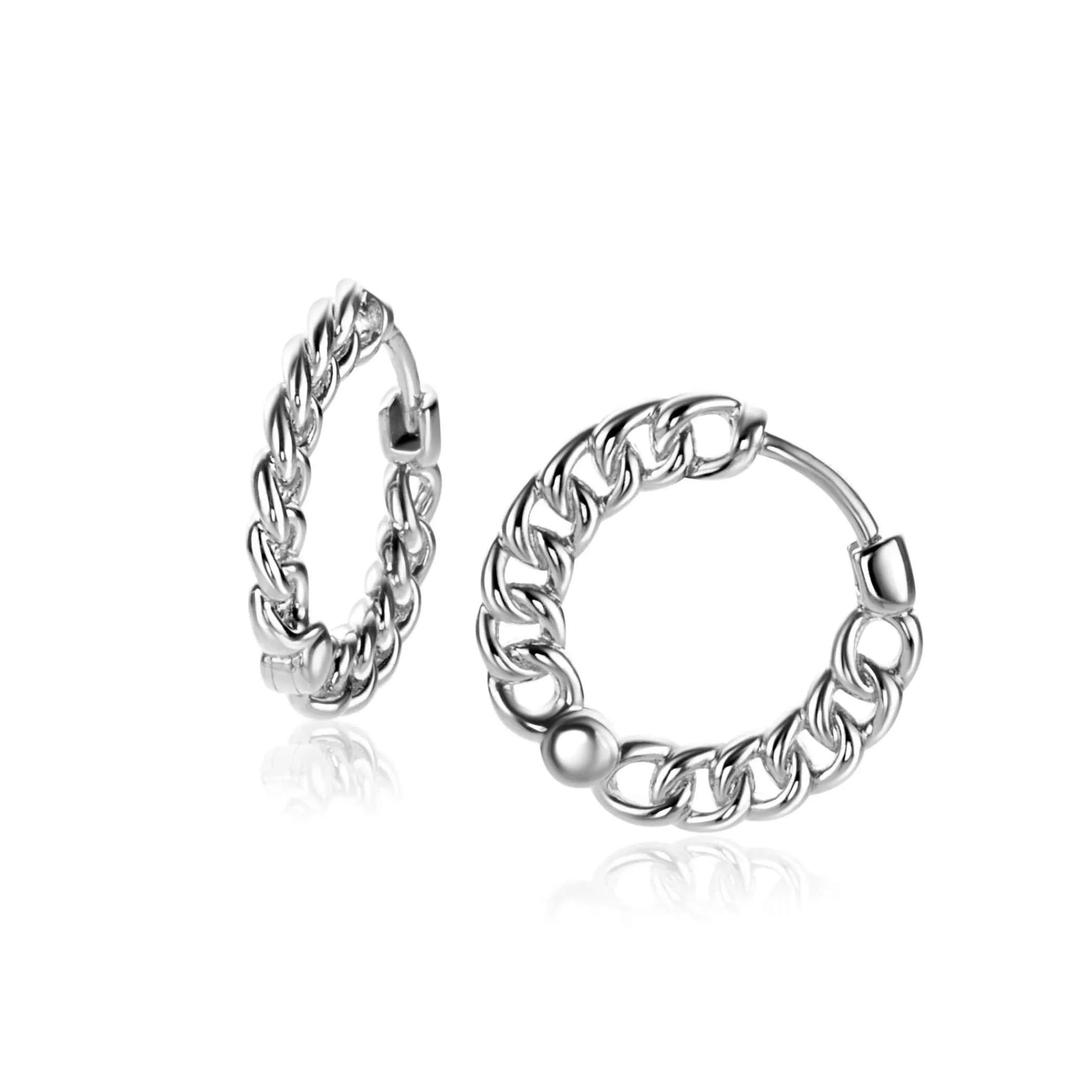 Discount Zinzi 17mm zilveren oorringen, vanaf zijkant gourmet schakel zichtbaar, 2mm breed, met luxe klapsluiting ZIO1414
