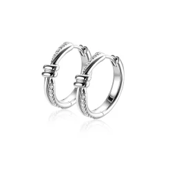 Zinzi 19mm zilveren oorringen met speelse twist en knoop. Luxe klapsluiting ZIO2680