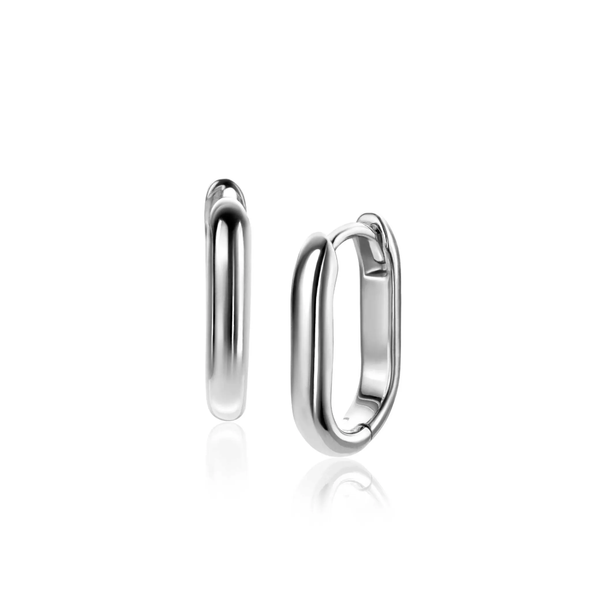 Sale Zinzi 15,5mm zilveren oorringen in ovale vorm met ronde buis 3mm breed ZIO2604