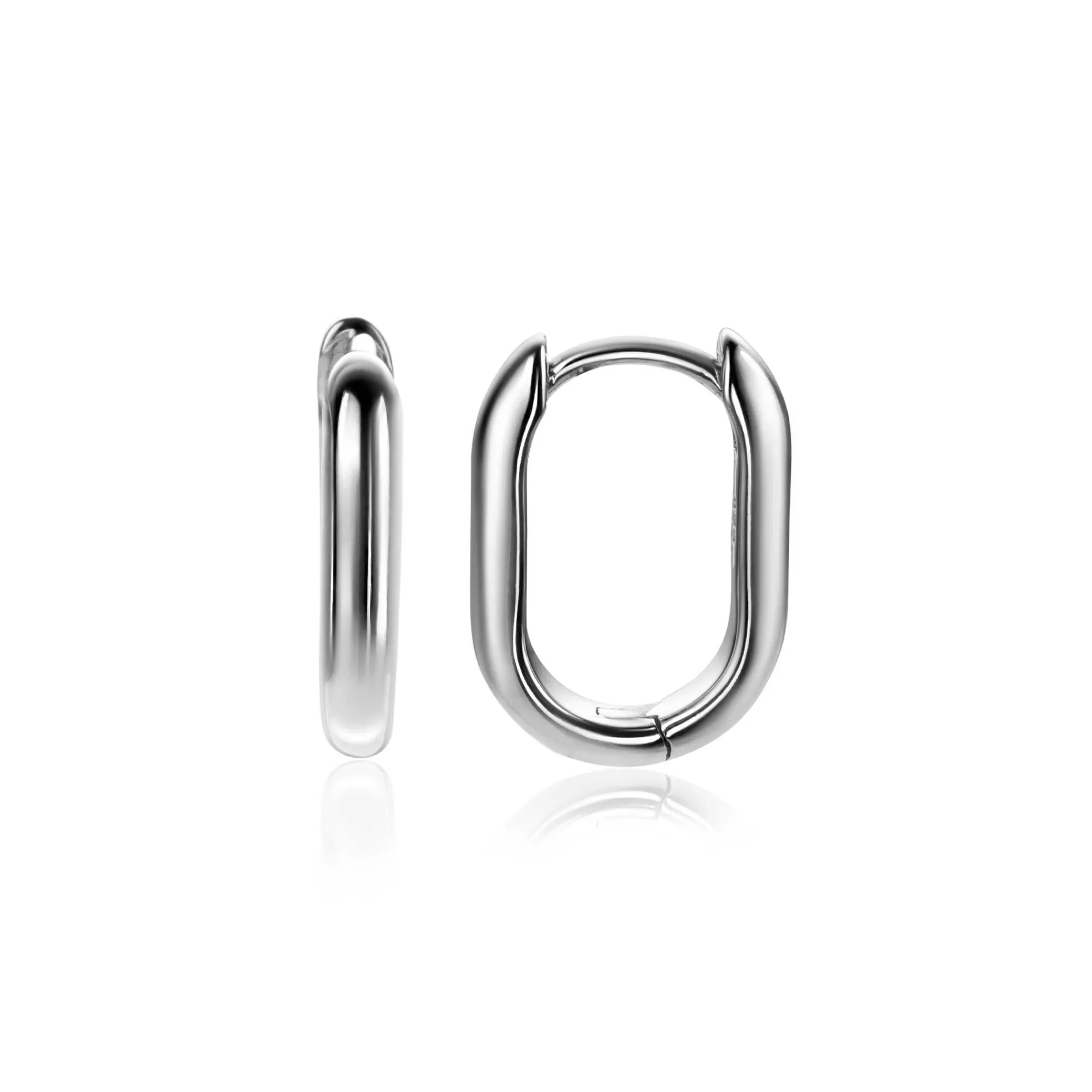 Sale Zinzi 15,5mm zilveren oorringen in ovale vorm met ronde buis 3mm breed ZIO2604
