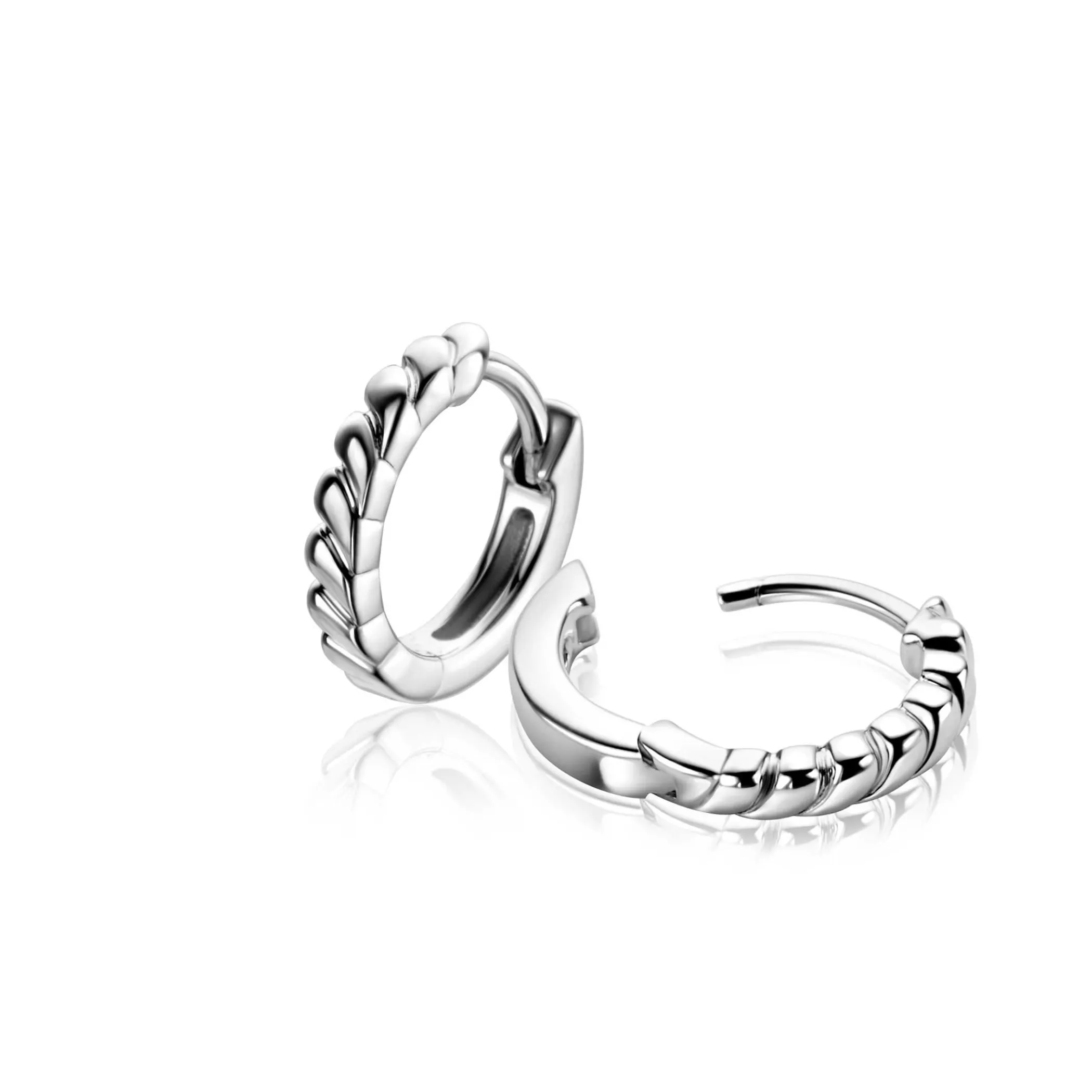 Clearance Zinzi 14mm zilveren oorringen met kleine druppels en luxe klapsluiting ZIO2688