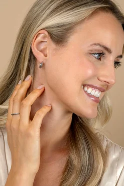 Clearance Zinzi 14mm zilveren oorringen met kleine druppels en luxe klapsluiting ZIO2688