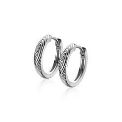 Zinzi 15mm zilveren oorringen met veertjesmotief 3mm breed en luxe klapsluiting ZIO2644