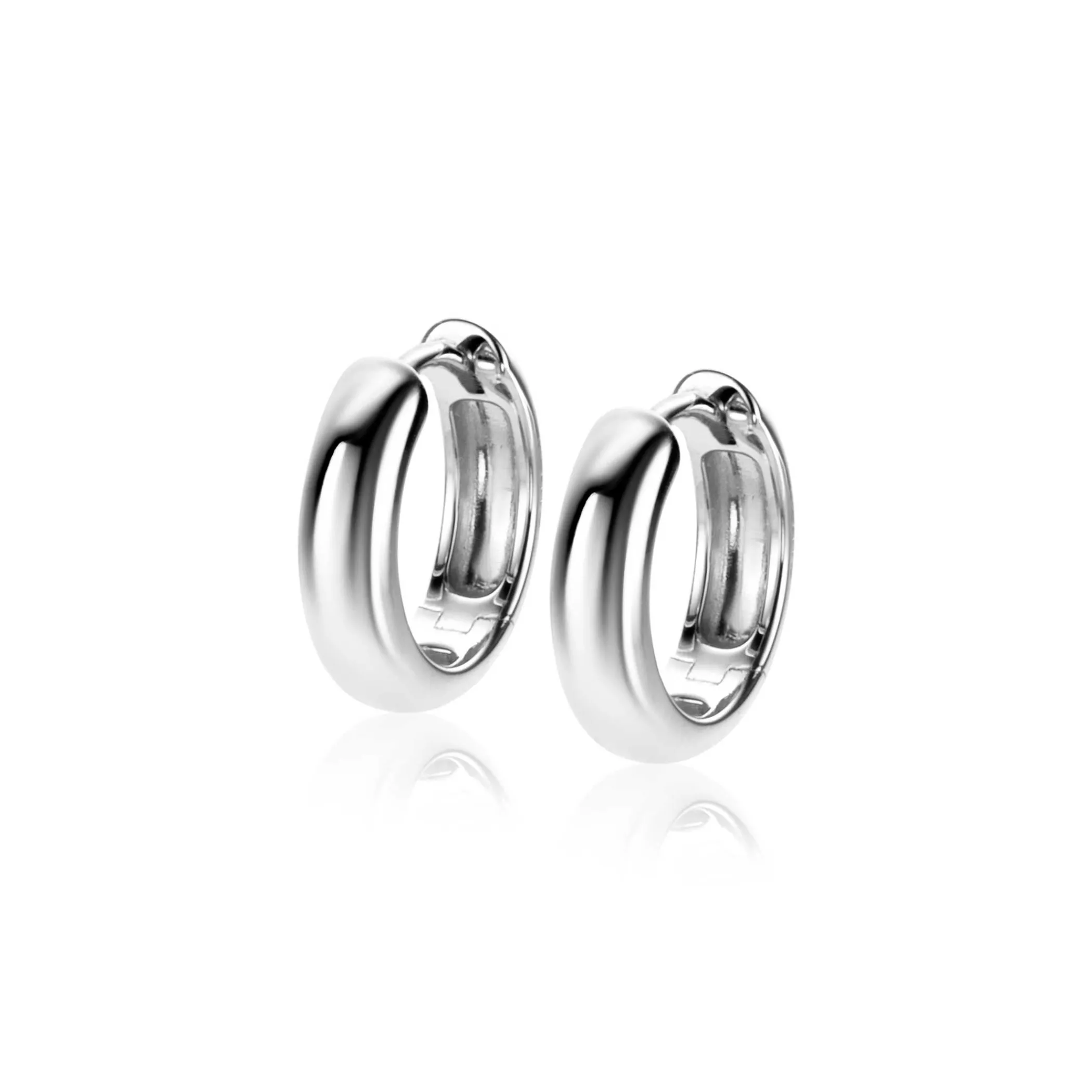 Discount Zinzi 15mm zilveren oorringen met gladde ronde buis van 4mm breed en luxe klapsluiting ZIO2565