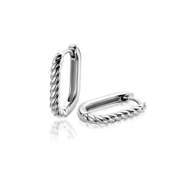 Hot Zinzi 17mm zilveren oorringen in ovale vorm met gedraaide buis en luxe klapsluiting ZIO2691