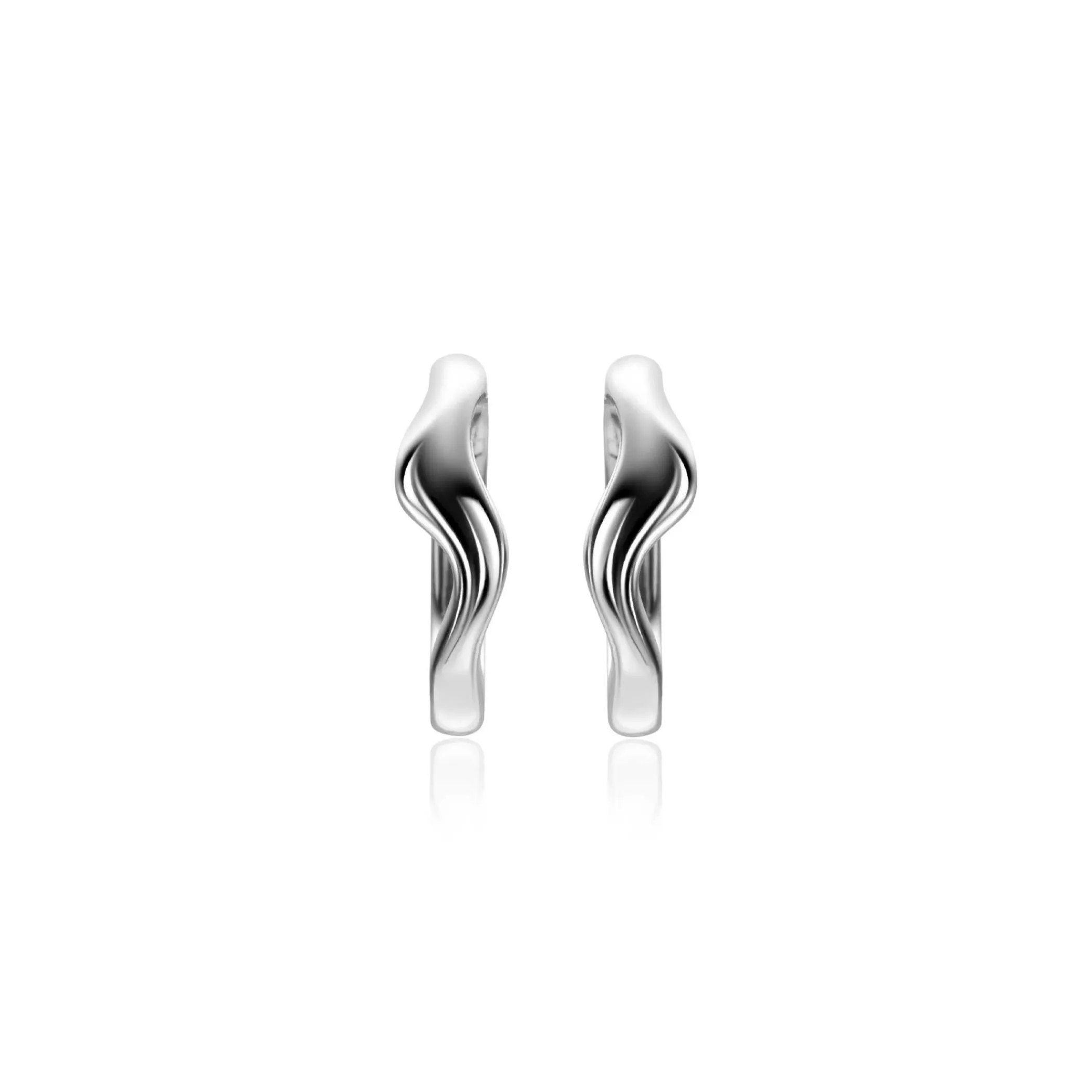 Outlet Zinzi 15mm zilveren oorringen organisch gevormd met luxe klapsluiting ZIO2627