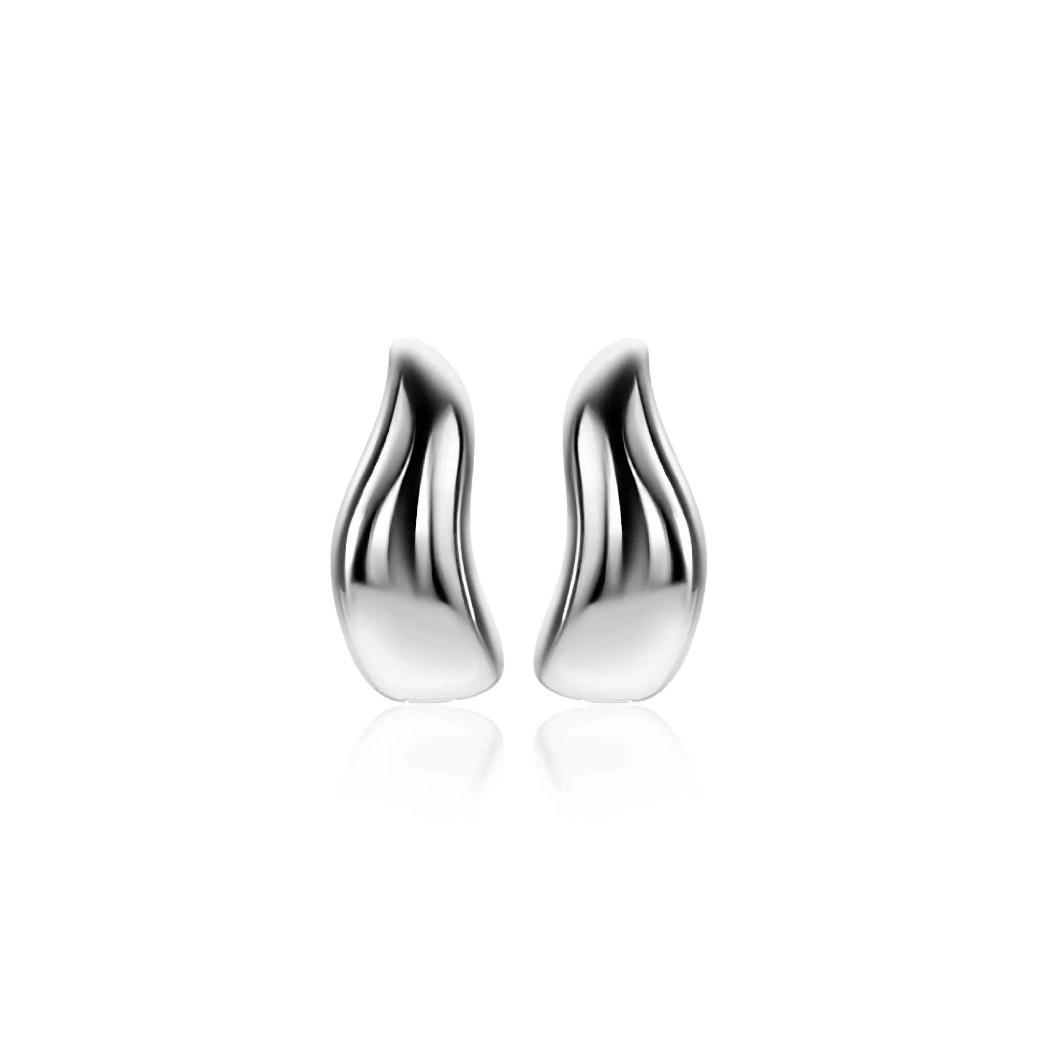 Outlet Zinzi 15mm zilveren oorringen organisch gevormd 6,5mm breed met luxe klapsluiting ZIO2609