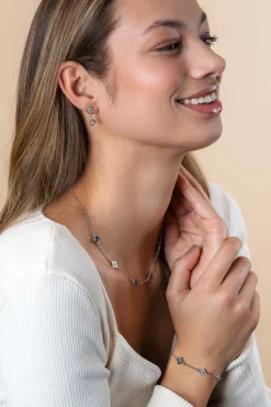 New Zinzi 20mm zilveren oorsieraden met blauwe klavers 8mm ZIO2582