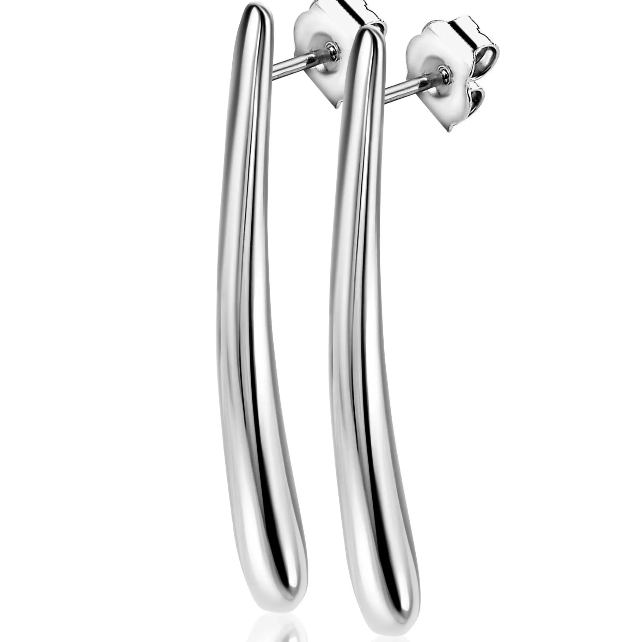 Best Zinzi 49mm zilveren oorstekers in langwerpige druppelvorm ZIO2674