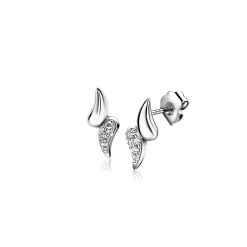 New Zinzi 12mm zilveren oorstekers met twee druppelvormen, bezet met witte zirkonia's ZIO2681