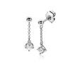 New Zinzi 26mm zilveren oorstekers met kettinkje en een bungelende ronde witte zirkonia ZIO2660