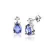 Clearance Zinzi 10mm zilveren oorstekers peervorm indigo blauw en witte zirconia ZIO2440