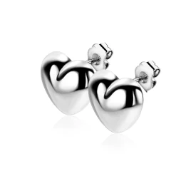 Hot Zinzi 13mm zilveren oorstekers in bolle hart vorm ZIO2672