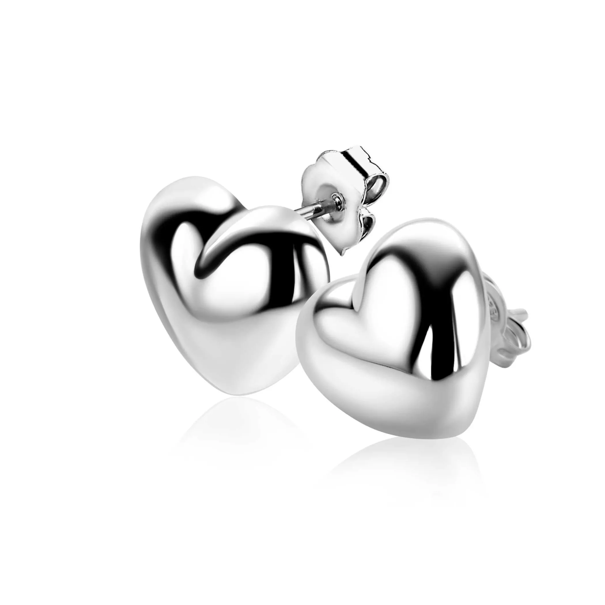 Hot Zinzi 13mm zilveren oorstekers in bolle hart vorm ZIO2672