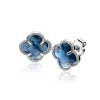 Clearance Zinzi 9mm zilveren oorstekers in klaver vorm met donkerblauwe zirkonia ZIO2663DB
