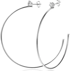 Best Zinzi 55mm zilveren oorstekers 5mm witte zirconia met halve oorringen 55mm en 1,5mm buisdikte ZIO2574