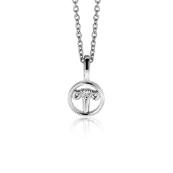 Hot Zinzi 9mm zilveren Ram sterrenbeeldhanger bezet met witte zirconia ZIH-RAM (zonder collier)