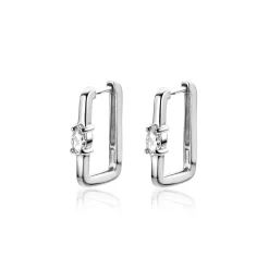 Best Zinzi 15mm zilveren rechthoekige oorringen ovale witte zirconia met luxe klapsluiting 15mm x 2mm vierkante buis ZIO2448