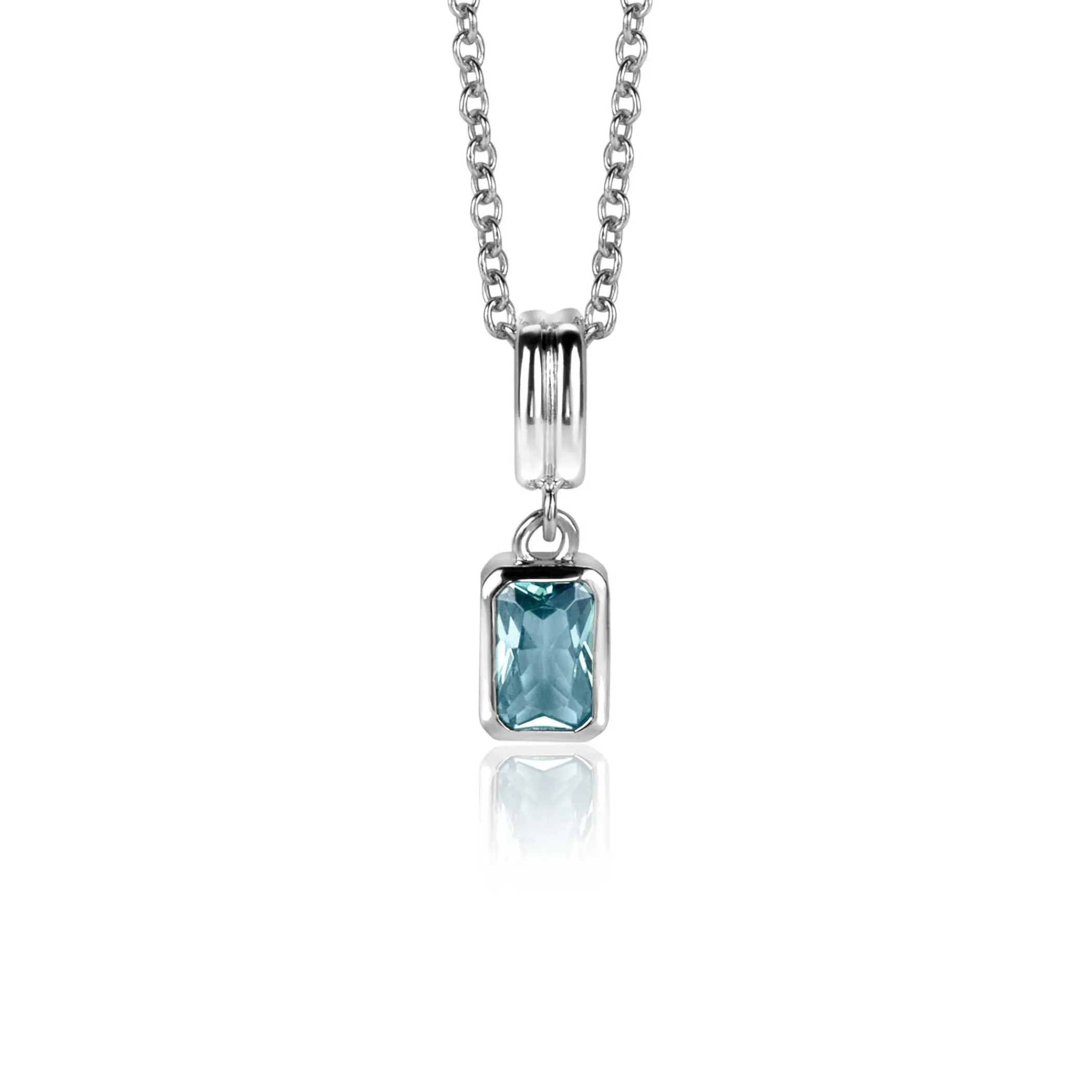 Best Zinzi 17mm zilveren rechthoekige hanger bezet met een petrol blauwe kleursteen ZIH2614 (zonder collier)