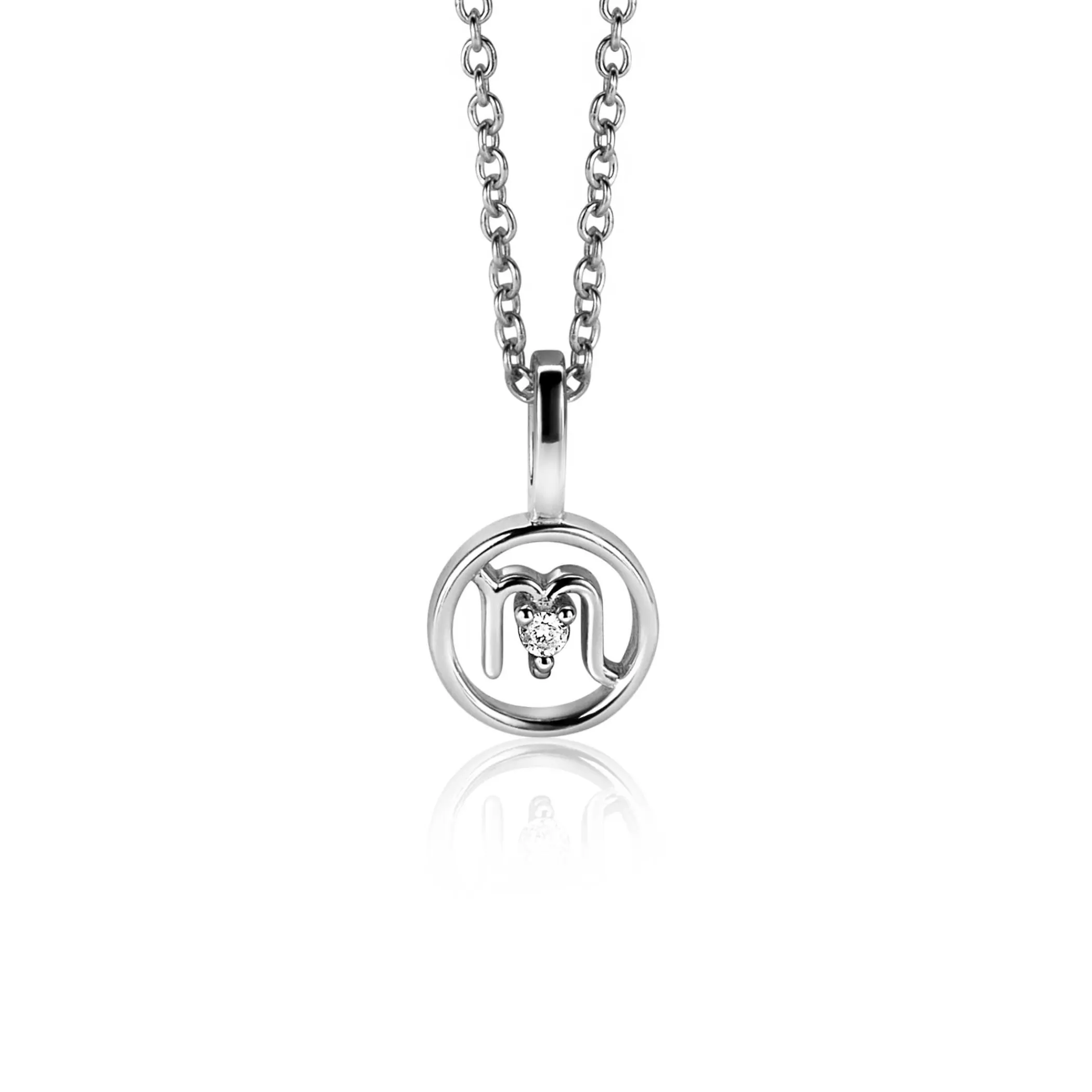 Hot Zinzi 9mm zilveren Schorpioen sterrenbeeldhanger bezet met witte zirconia ZIH-SCH (zonder collier)