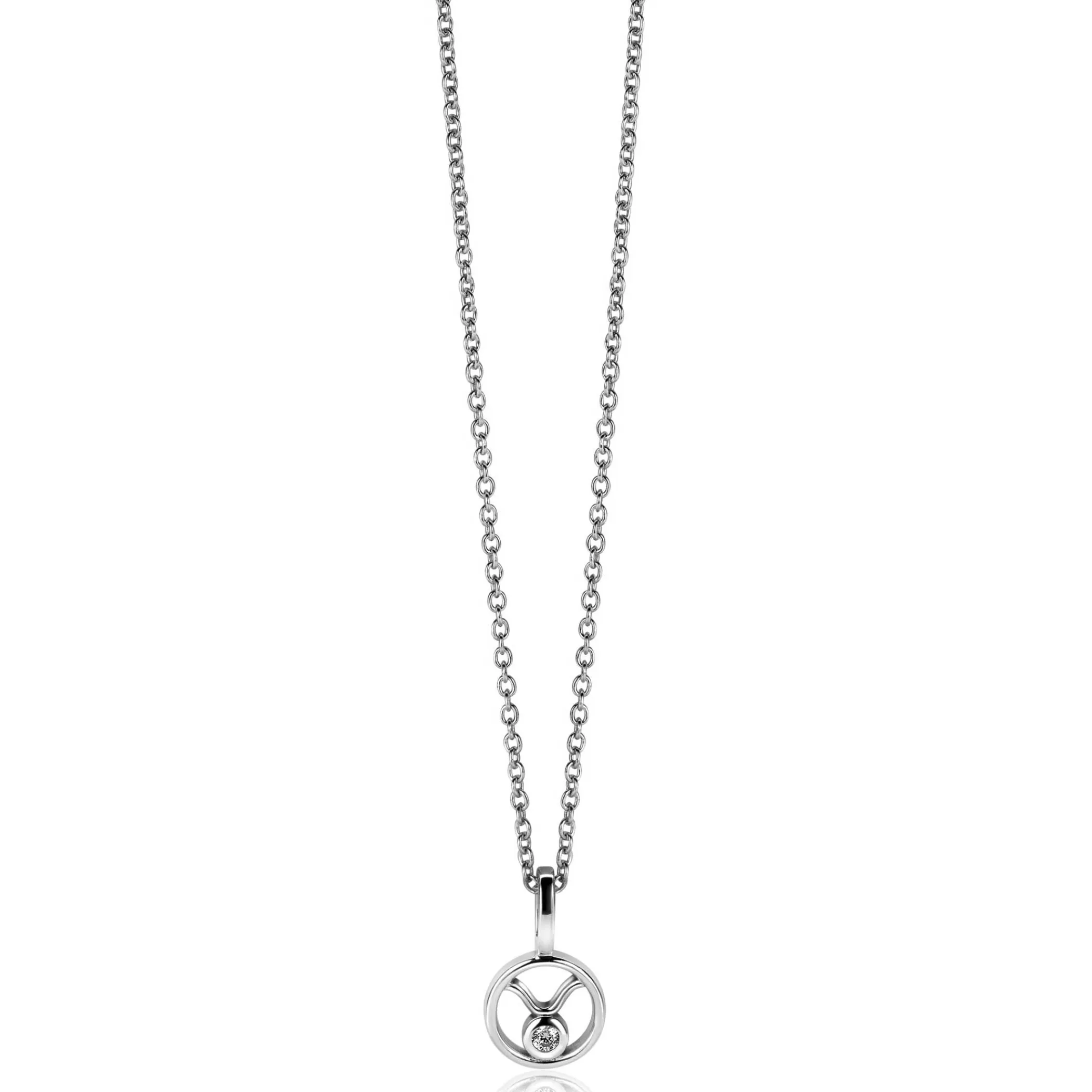 New Zinzi 9mm zilveren Stier sterrenbeeldhanger bezet met witte zirconia ZIH-STI (zonder collier)