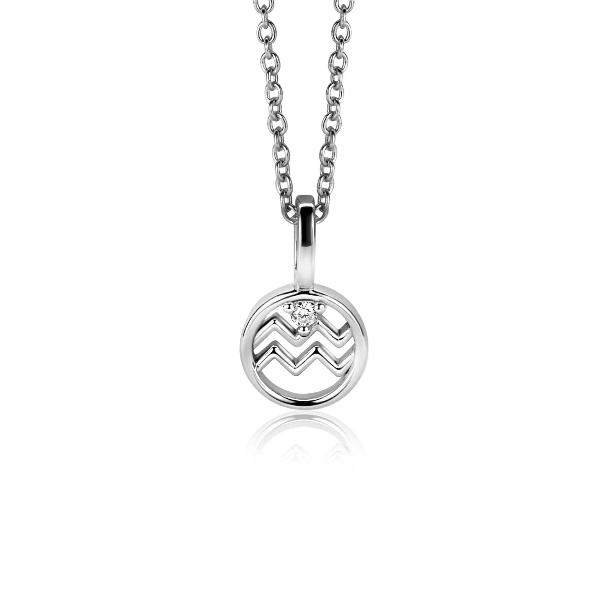 New Zinzi 9mm zilveren Waterman sterrenbeeldhanger bezet met witte zirconia ZIH-WAT (zonder collier)