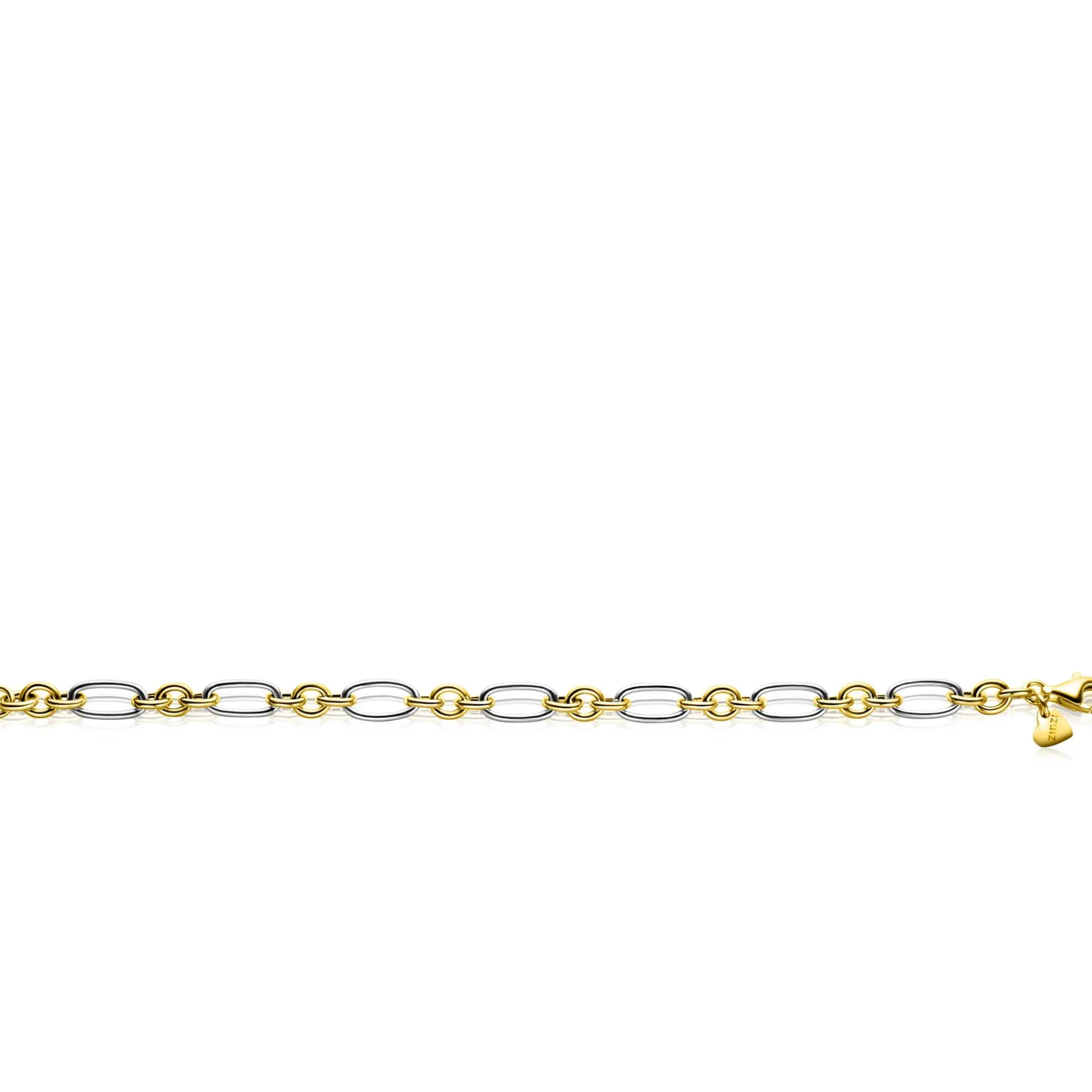 Best Zinzi bicolor schakelarmband 7mm breed met jasseron en ovale schakels 19,5cm ZIA2667