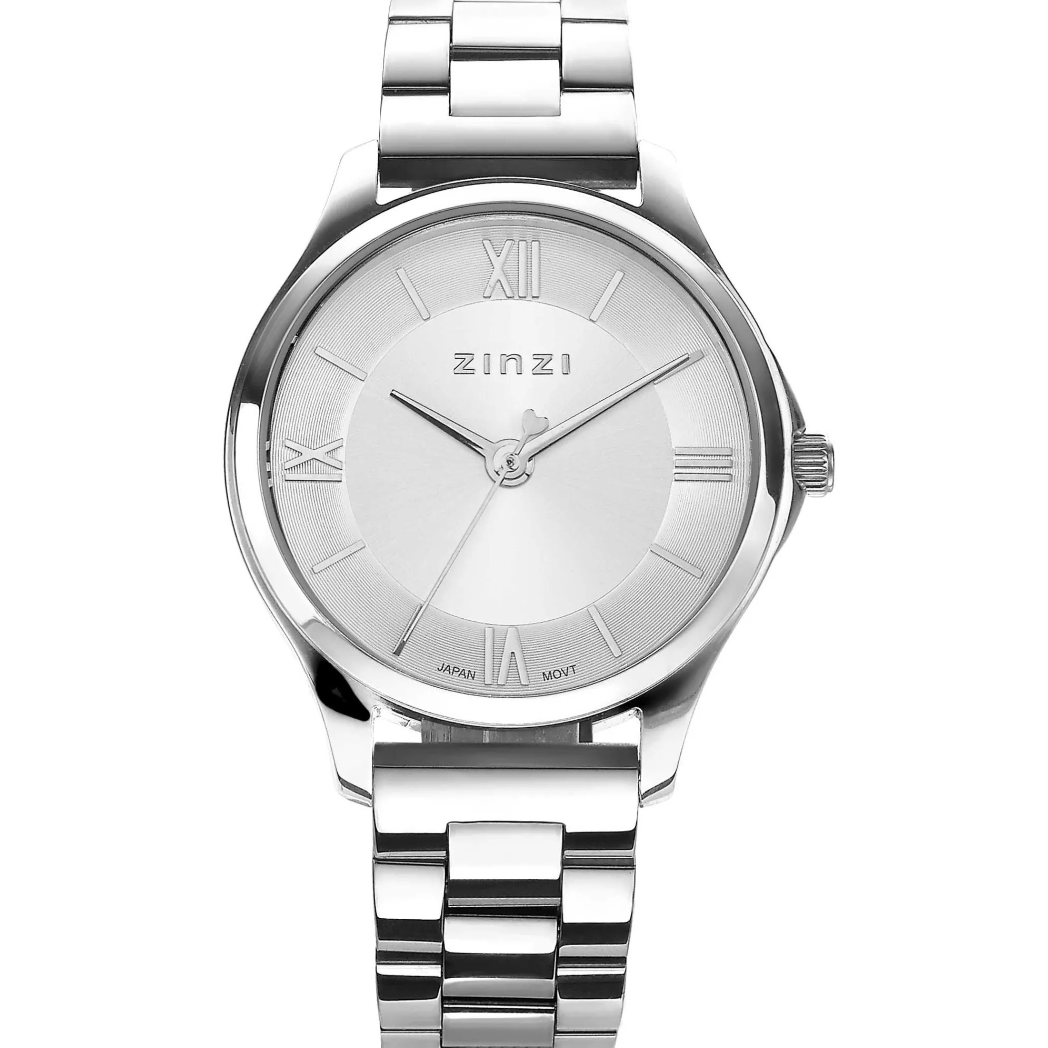 Zinzi Classy Mini horloge 30mm zilverkleurige wijzerplaat stalen kast en band ziw1202