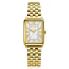 Hot Zinzi Elegance bicolor horloge witte wijzerplaat en rechthoekige goudkleurige kast en geel vergulde stalen schakelband 28mm extra dun ZIW1907GB