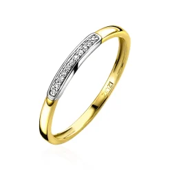 Clearance Zinzi Gold 14 karaat gouden aanschuifring rijzetting wit ZGR148