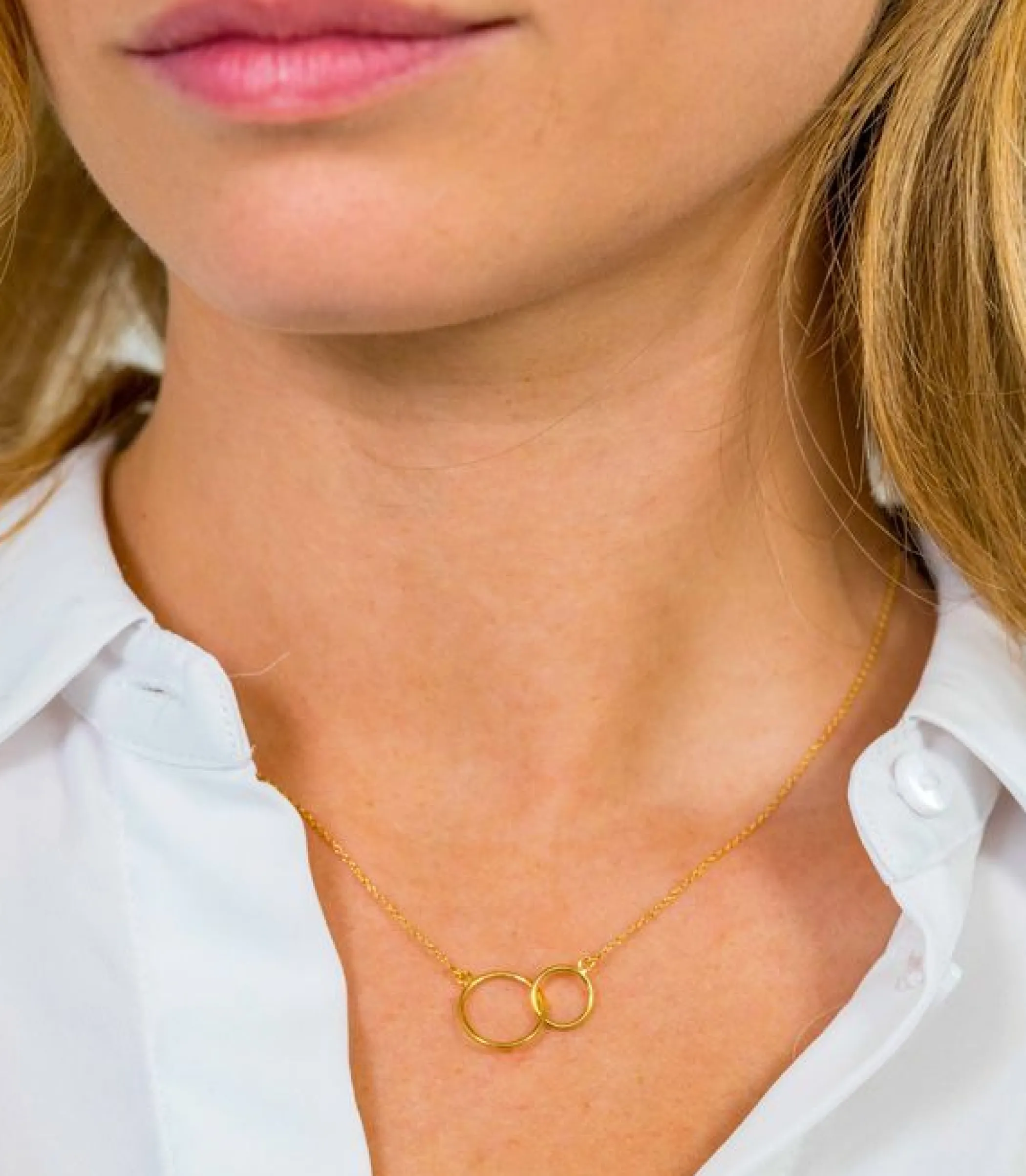 Best Zinzi Gold 14 karaat gouden collier open rondjes in elkaar 42cm ZGC115