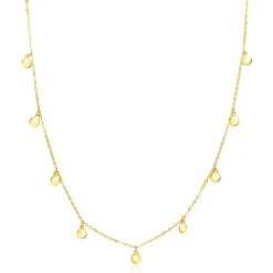 Hot Zinzi Gold 14 karaat gouden massieve ketting met 9 bungelende rondjes 40-45cm ZGC488
